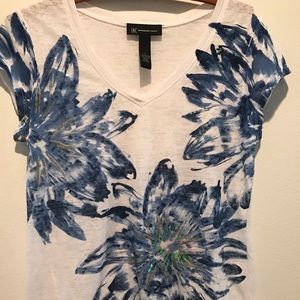 I.N.C Floral burnout embellished T-shirt